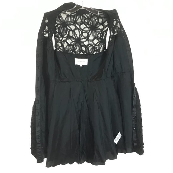 NWT Womens Size 6 Jill Jill Stuart Black Modern Floral Applique Dress - Picture 10 of 12